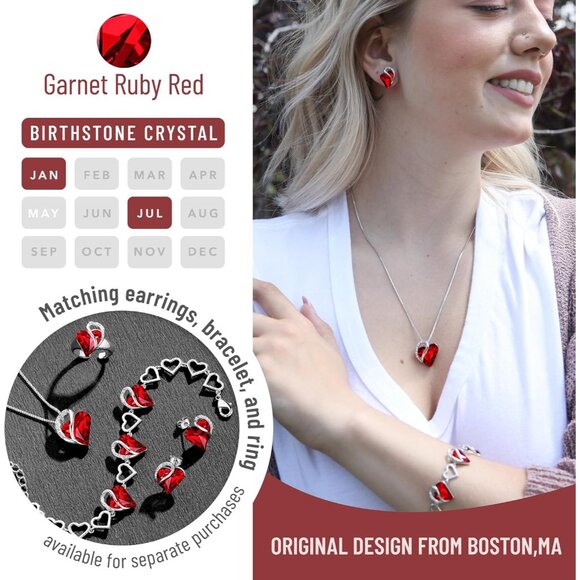 Gift Necklaces for Women, Infinity Love Birthstone Heart Crystal Pendant, Birthd - Picture 4 of 8